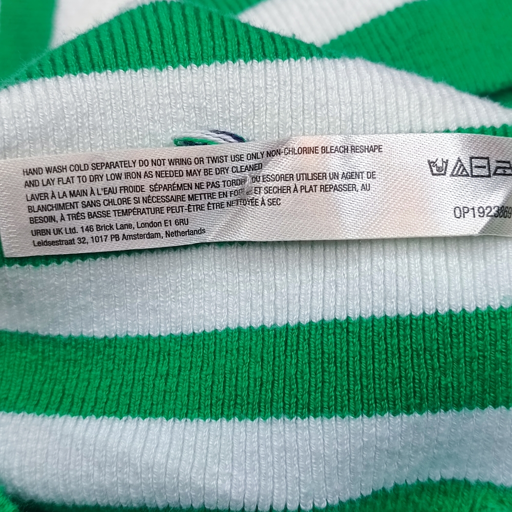 Daily Practice Preppy Boxy Cropped Striped Green and White Crew Neck Sweater 1X - Picture 6 of 13